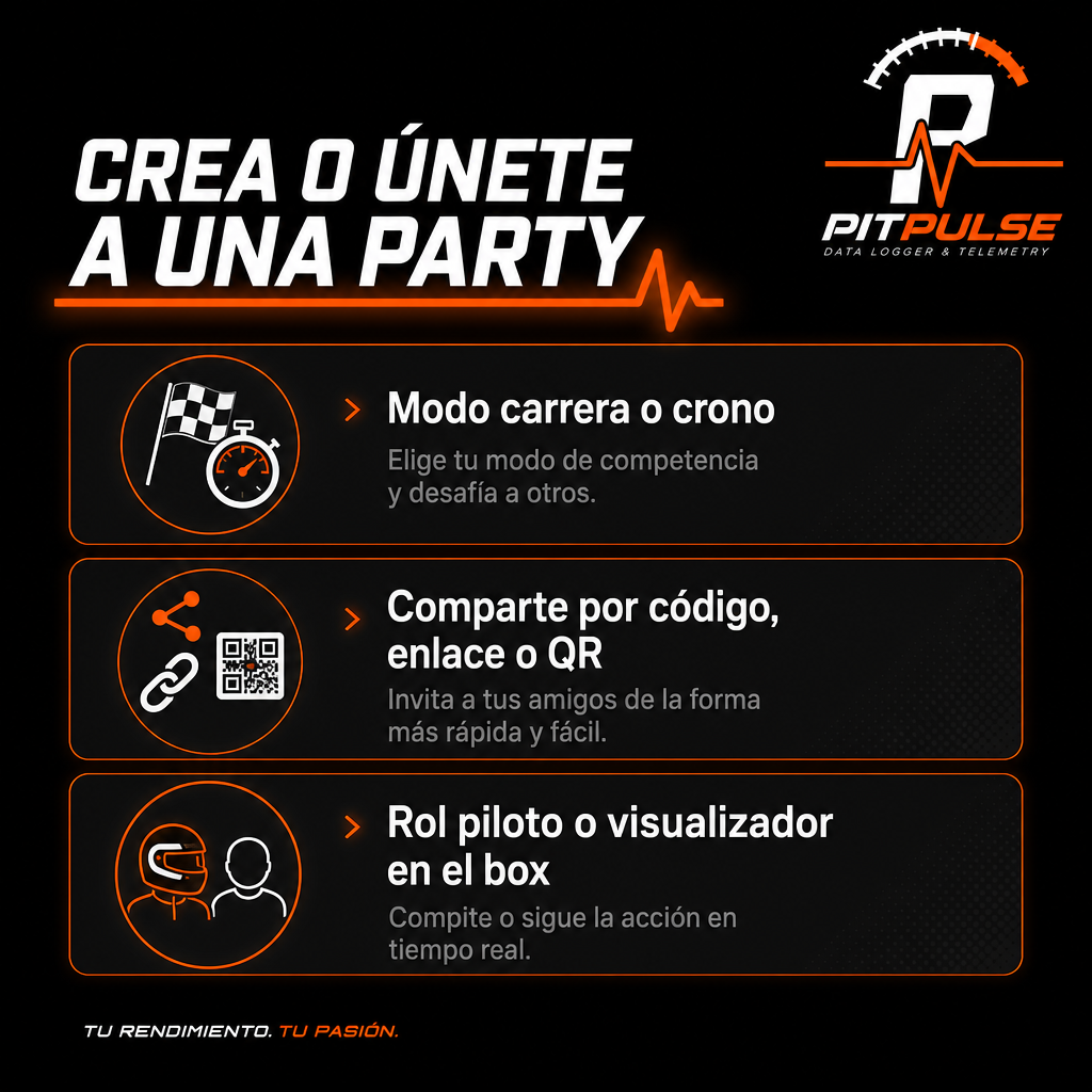 Crea o únete a una party por código, enlace o QR
